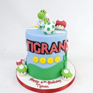 Yoshi and Super Mario themed 6th birthday cake