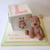 Bear and initial christening cake