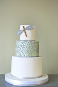 dragonfly themed wedding cake