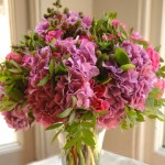 Bunch of pink wedding flowers