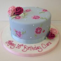 Blue Floral Birthday Cake