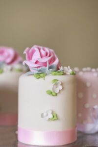 Miniature rose wedding cakes