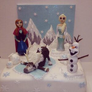 Frozen characters sugar models birthday cake