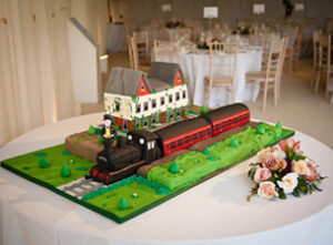 Station themed train wedding cake